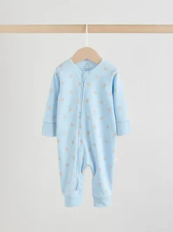 Blauw met beren - Verpakking van 3 babyslaappakjes met tweewegrits (0 mnd - 3 jr)