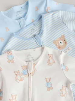 Blauw met beren - Verpakking van 3 babyslaappakjes met tweewegrits (0 mnd - 3 jr)