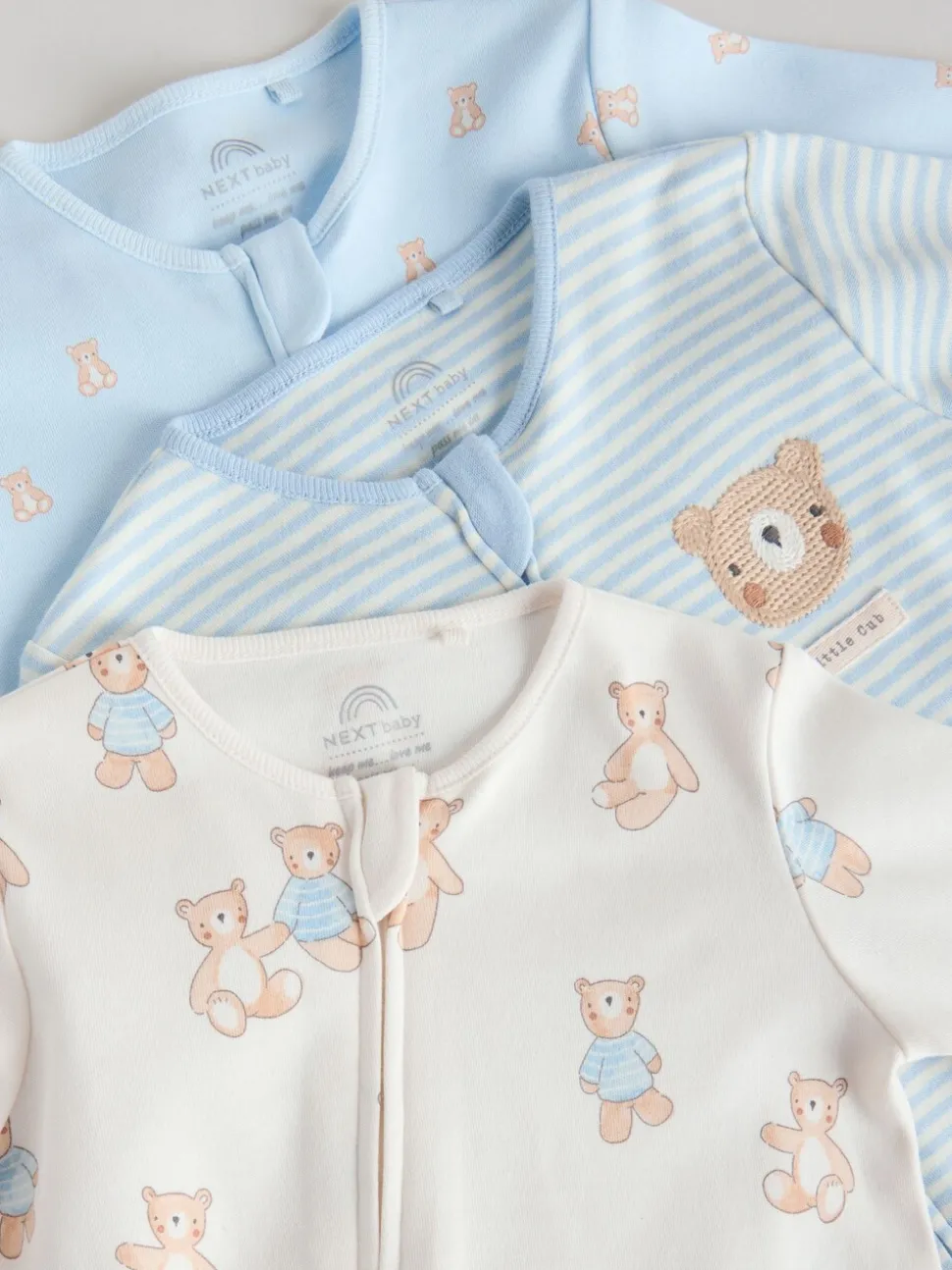 Blauw met beren - Verpakking van 3 babyslaappakjes met tweewegrits (0 mnd - 3 jr)