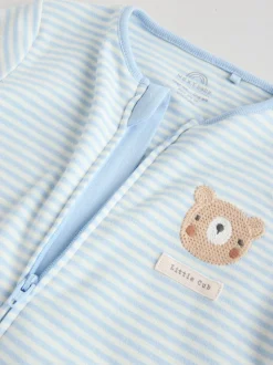 Blauw met beren - Verpakking van 3 babyslaappakjes met tweewegrits (0 mnd - 3 jr)