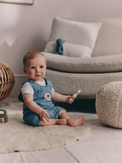 Blauw met beren - Woven Dungarees and Bodysuit Baby Set (0mths-2yrs)