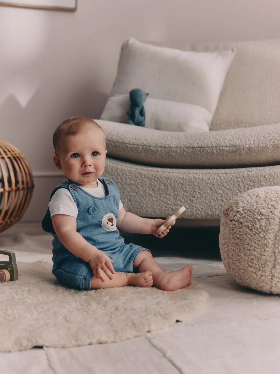 Blauw met beren - Woven Dungarees and Bodysuit Baby Set (0mths-2yrs)