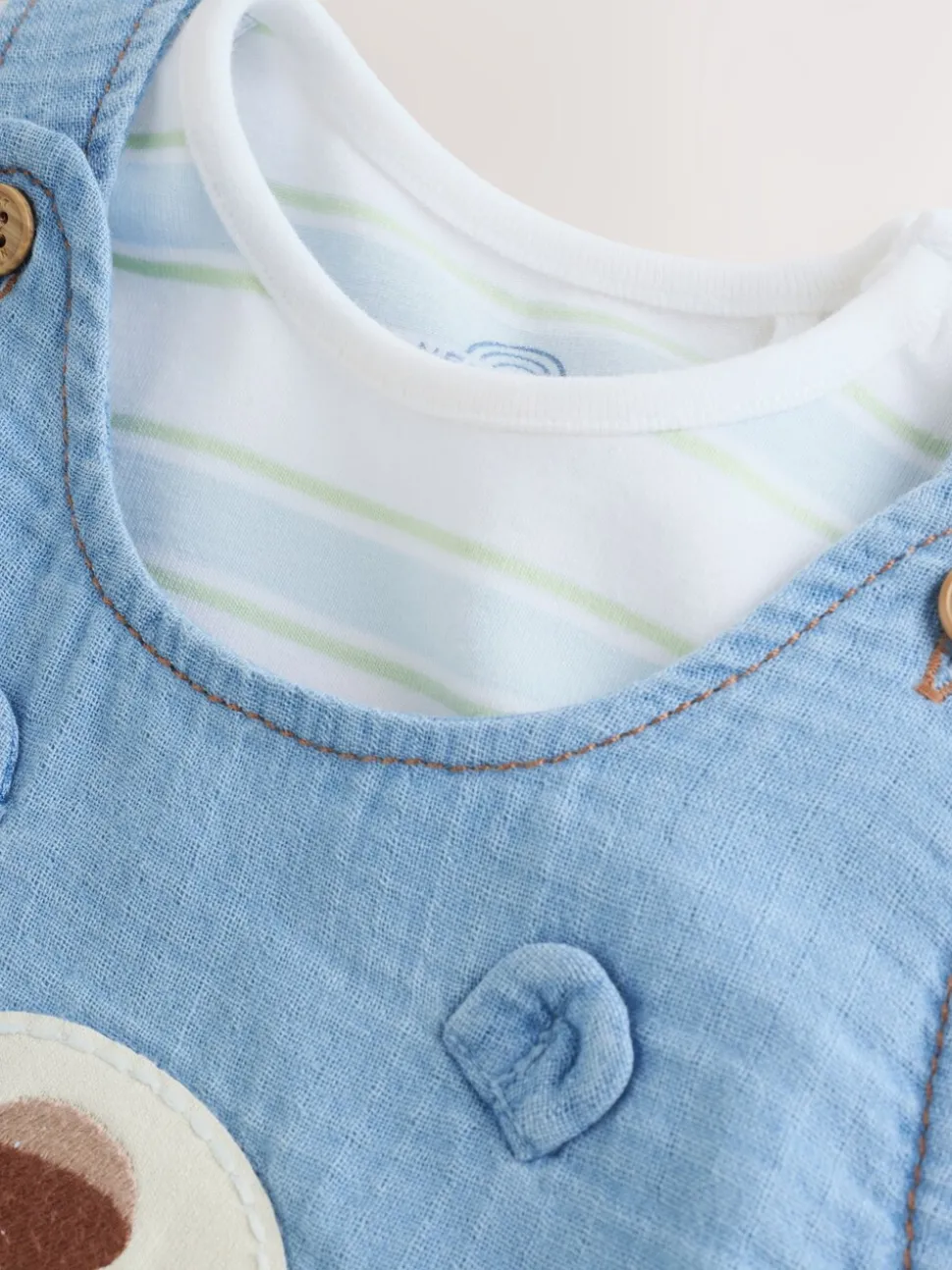 Blauw met beren - Woven Dungarees and Bodysuit Baby Set (0mths-2yrs)