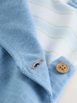 Blauw met beren - Woven Dungarees and Bodysuit Baby Set (0mths-2yrs)