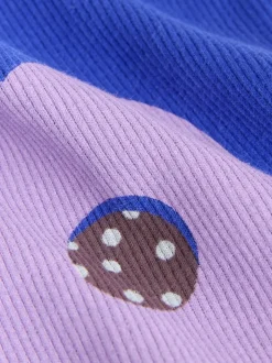 Blauw met bloemen - Geribbelde flare legging (3 mnd-7 jr)