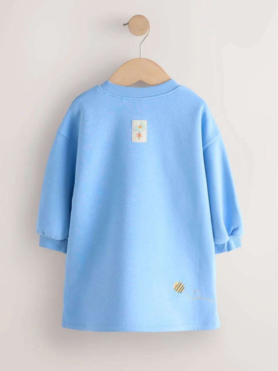 Blauw met bloemen - Relaxte sweaterjurk (3mnd-7jr)