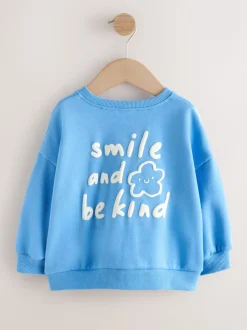 Blauw met bloemen - Sweatshirt met ronde hals (3 mnd-7 jr)