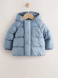 Blauw met capuchon - Baby pufferjack (0mnd -2jr)
