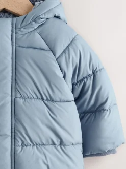 Blauw met capuchon - Baby pufferjack (0mnd -2jr)
