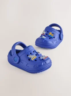Blauw met dierenprint - Warme gevoerde pantoffelklompen