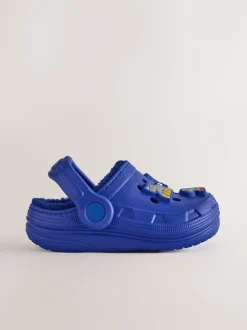 Blauw met dierenprint - Warme gevoerde pantoffelklompen