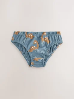 Blauw met dinosaurus - 100% katoenen bedrukte onderbroeken set van 5 (1.5-10jr)