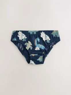 Blauw met dinosaurus - 100% katoenen bedrukte onderbroeken set van 5 (1.5-10jr)