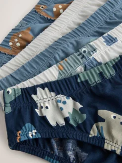 Blauw met dinosaurus - 100% katoenen bedrukte onderbroeken set van 5 (1.5-10jr)