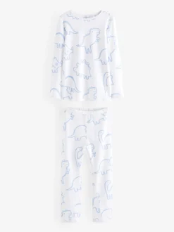 Blauw met dinosaurus - Huidvriendelijke pyjama's 2 stuks (9mnd -12jr)