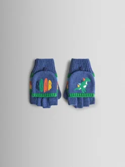 Blauw met dinosaurus - JoJo Maman Bébé - Wanten met fleecevoering