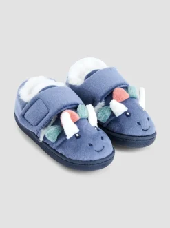 Blauw met dinosaurus - JoJo Maman Bébé Slipper Shoe