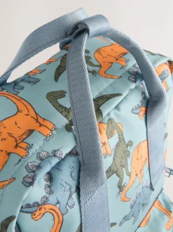 Blauw met dinosaurus - Rugzak