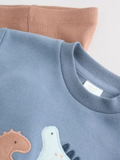 Blauw met dinosaurus - Set met baby-sweatshirt en legging (0mnd-3jr)