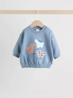 Blauw met dinosaurus - Set met baby-sweatshirt en legging (0mnd-3jr)