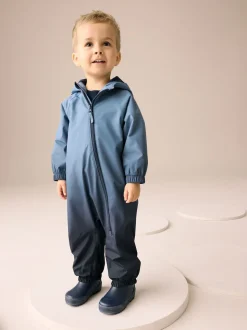 Blauw met dip dye - Waterdicht regenpak met fleecevoering (3 mnd-7 jr)