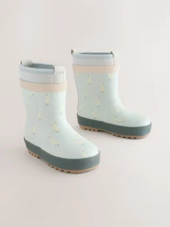 Blauw met eend - Neoprene Lined Cuff Wellies