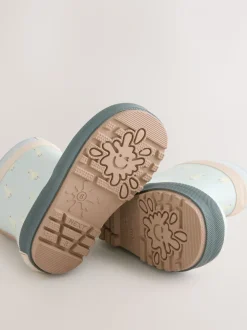 Blauw met eend - Neoprene Lined Cuff Wellies