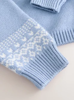 Blauw met fairislemotief - Set van gebreide top en legging (0mnd -2jr)