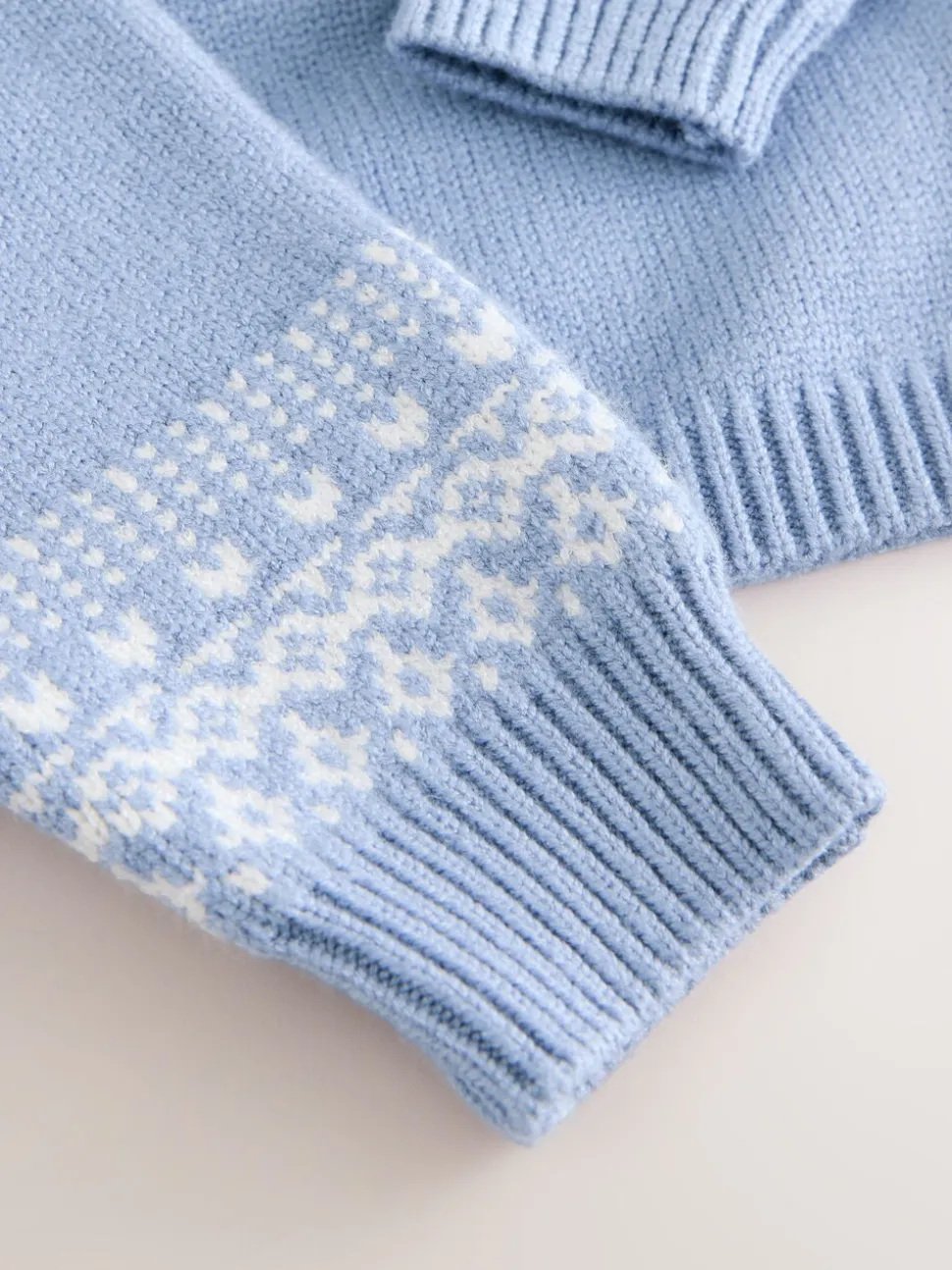 Blauw met fairislemotief - Set van gebreide top en legging (0mnd -2jr)