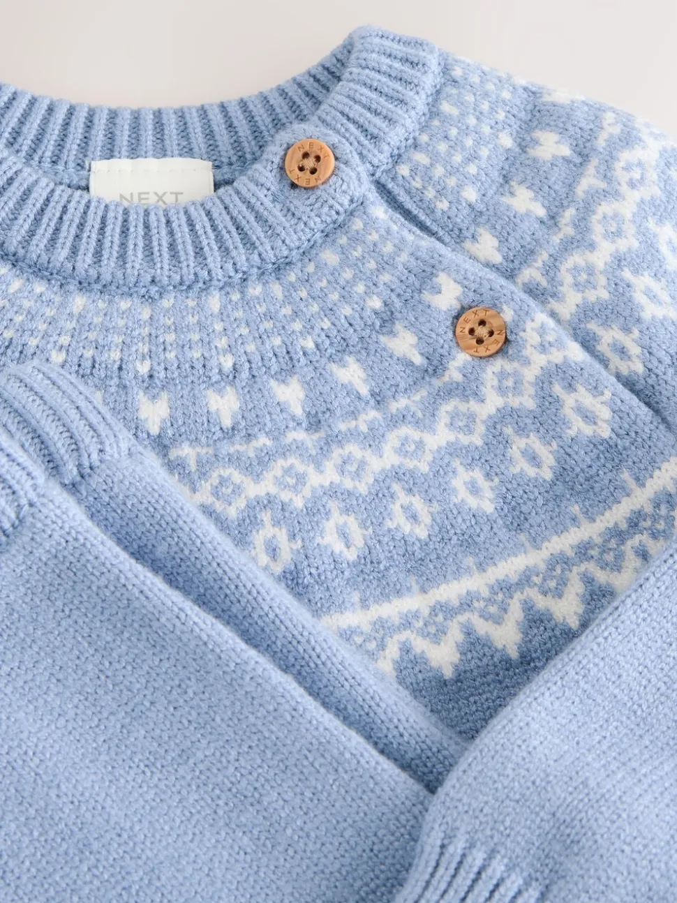 Blauw met fairislemotief - Set van gebreide top en legging (0mnd -2jr)