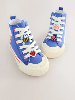 Blauw met figuurapplicatie - Hoge sneakers