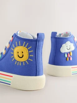 Blauw met figuurapplicatie - Hoge sneakers