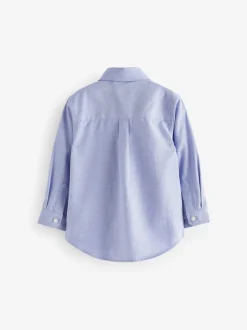 Blauw met figuurtjes - Oxford-overhemd met lange mouwen (3 mnd-7 jr)