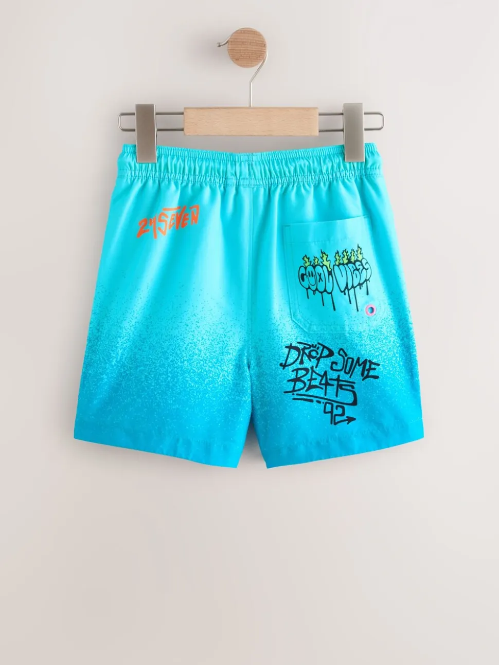 Blauw met graffitiprint - Zwembroek met print (3-16jr)