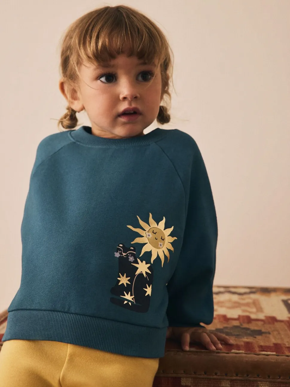Blauw met hemellichamen - Sweatshirt met ronde hals (3 mnd-7 jr)