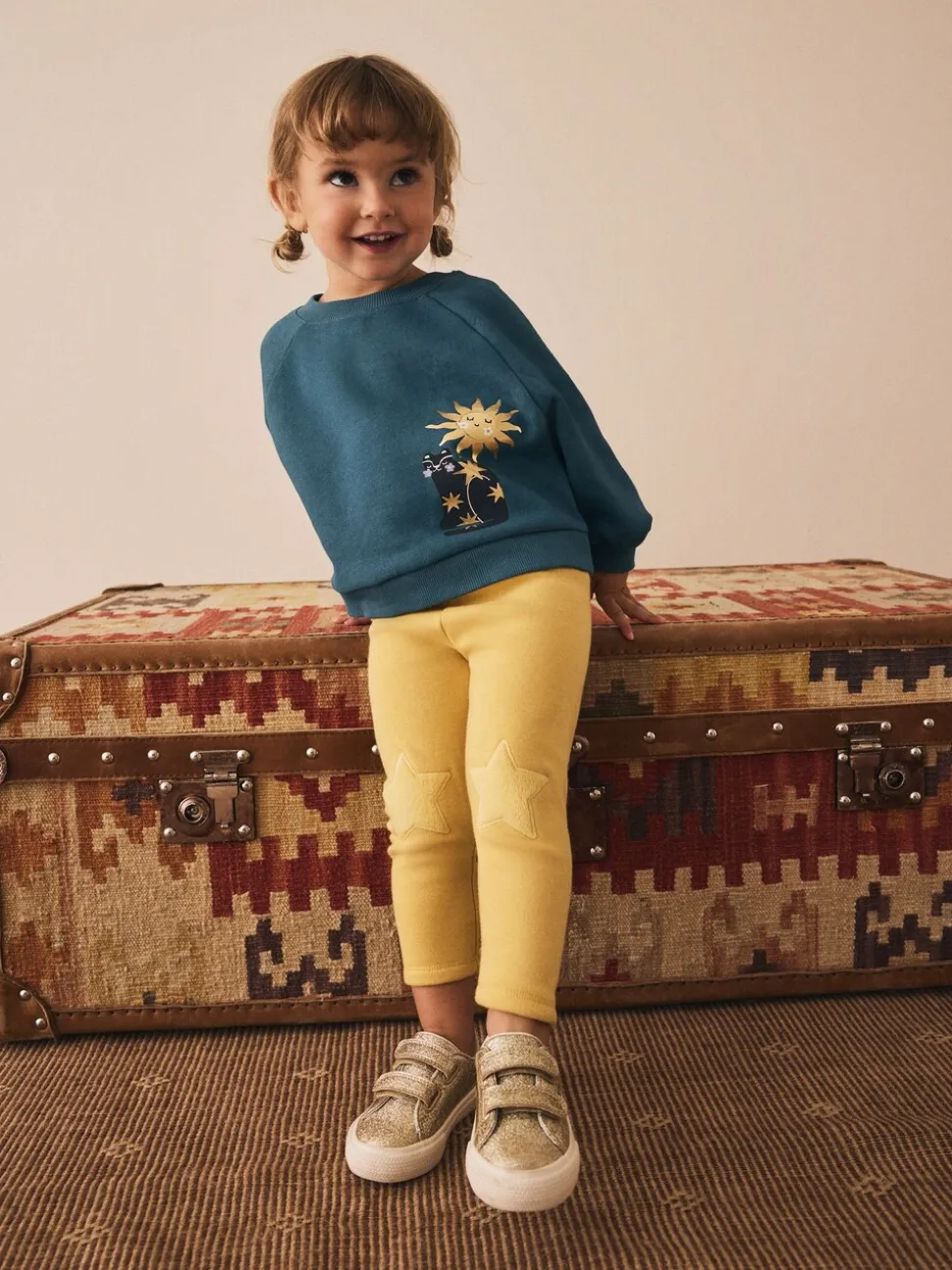Blauw met hemellichamen - Sweatshirt met ronde hals (3 mnd-7 jr)