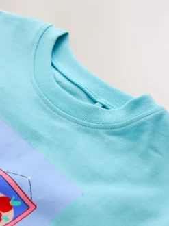 Blauw met hond - T-shirt met korte mouwen (3 mnd-7 jr)