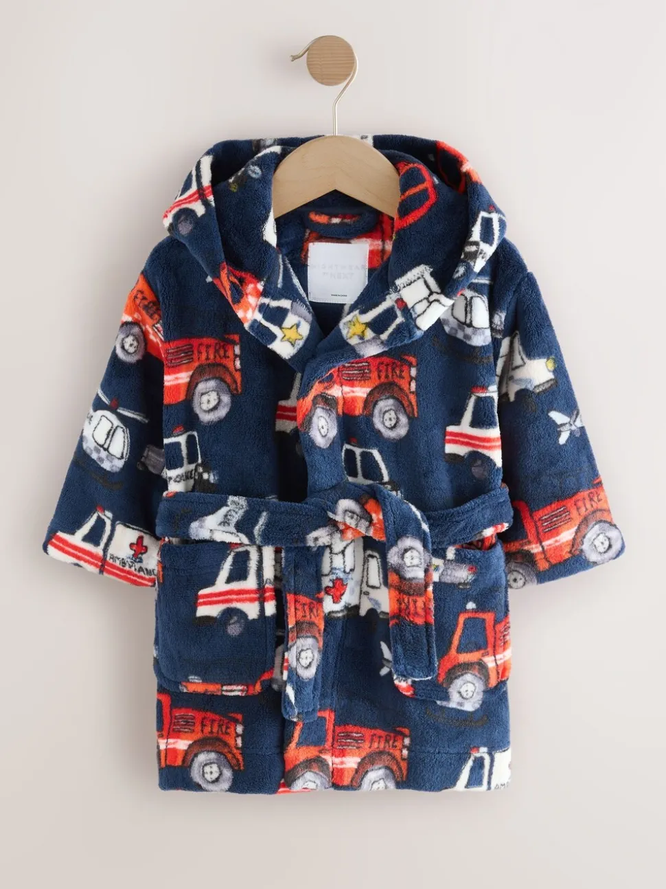 Blauw met hulpverleningsvoertuig - Jurk (9mnd-8jr)
