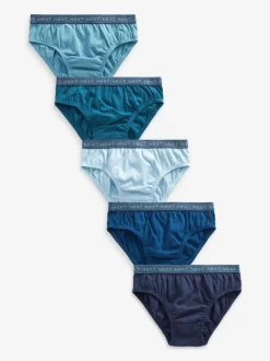Blauw met jacquard tailleband - 100% katoenen slip verpakking van 5 (1,5 - 16 jr)