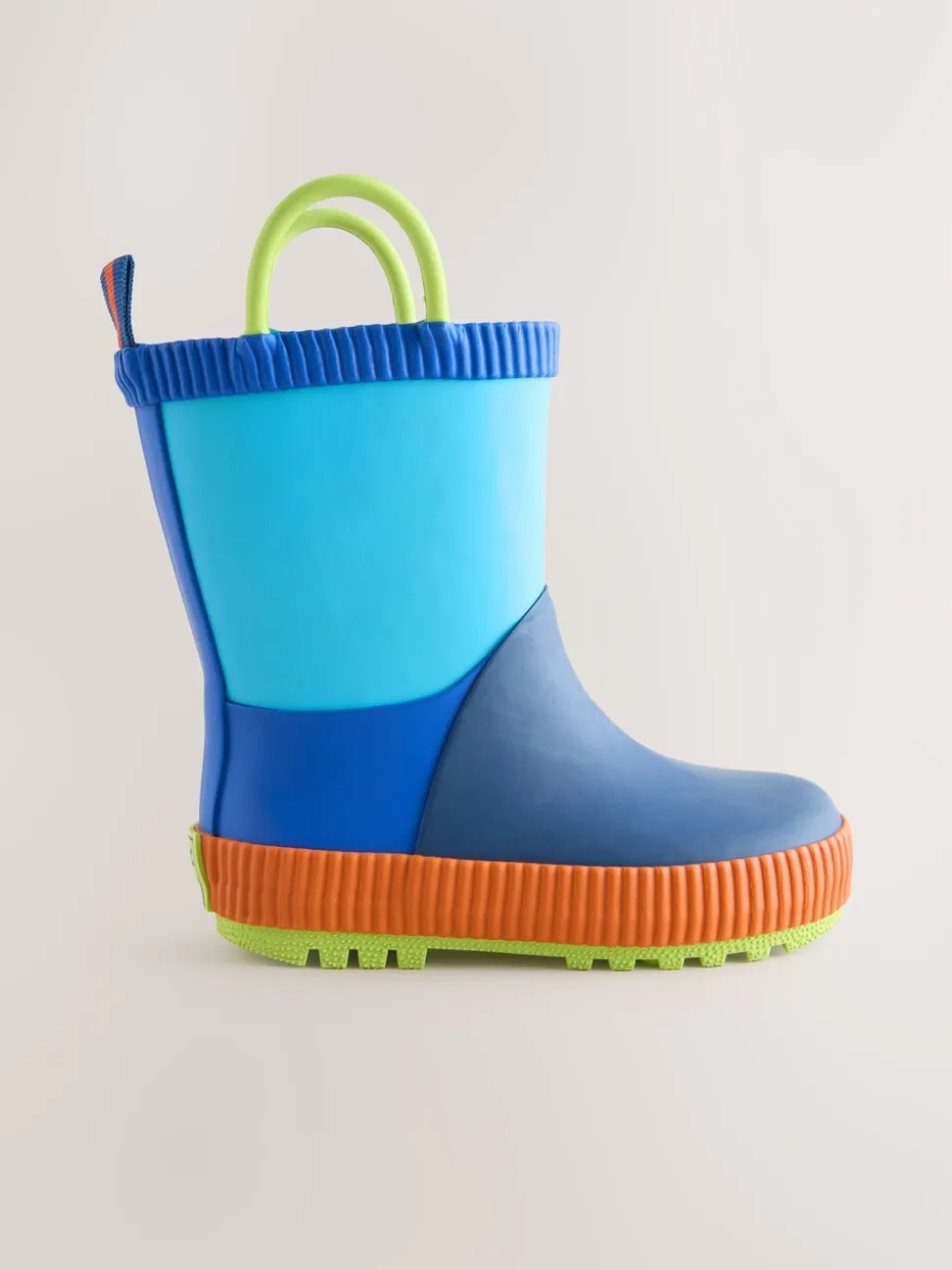 Blauw met kleurvlakken - Aantreklaarzen met handvat