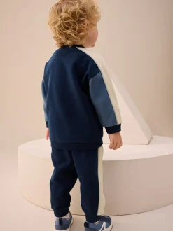 Blauw met kleurvlakken - Set met sweatshirt en joggingbroek (3mnd -7jr)