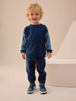 Blauw met kleurvlakken - Set met sweatshirt en joggingbroek (3mnd -7jr)