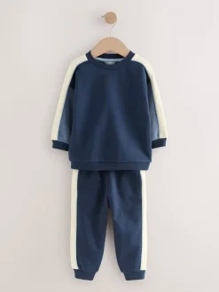 Blauw met kleurvlakken - Set met sweatshirt en joggingbroek (3mnd -7jr)