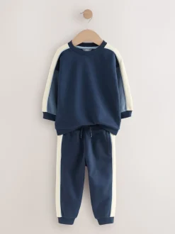 Blauw met kleurvlakken - Set met sweatshirt en joggingbroek (3mnd -7jr)