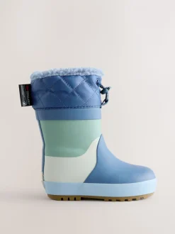 Blauw met kleurvlakken - Thinsulate™ - Gevoerde thermoregenlaarzen met boord