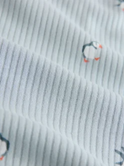 Blauw met papegaaiduiker - Geribbelde pyjama met lange mouwen