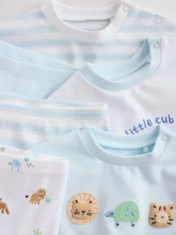Blauw met safariprint - Baby Top & Leggings 6 Piece Set (0mths-3yrs)