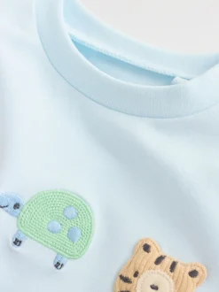 Blauw met safariprint - Baby Top & Leggings 6 Piece Set (0mths-3yrs)