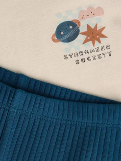Blauw met space - Babyset van top en Leggings 2 -delig (0mnd-3jr)