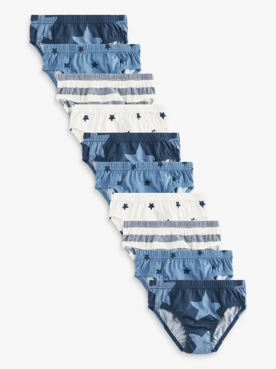 Blauw met sterren en strepen - Verpakking van 10 onderbroeken (1,5-10 jr)